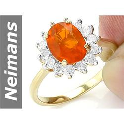 2.19 ct Fire Opal & Diamond Ring 14kt Gold