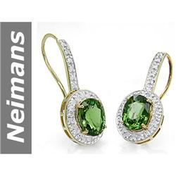 5.12 ct Green Apatite & Diamond Earrings 14kt Gold