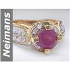 Image 1 : Unique 2.83 ct Ruby & Diamond Ring 14kt Gold Certified