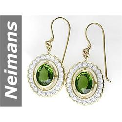 3.49 ct Green Apatite & Diamond Earrings 14kt Gold