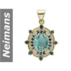 2.4 ct Apatite & Blue Diamond Pendant 14kt Gold
