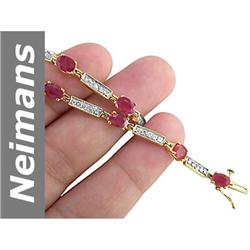 6.49 ct Ruby & Diamond Bracelet 14kt Gold