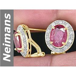 6.58 ct Ruby & Diamond Earrings 14kt Gold
