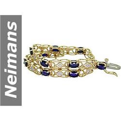 6.65 ct Sapphire & Diamond Bracelet 14kt Gold