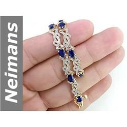 6.82 ct Sapphire & Diamond Bracelet 14kt Gold