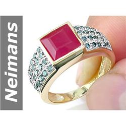 3.44 ct Blue Diamond & Ruby Ring 14kt Gold