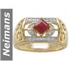 Image 1 : 0.98 ct Ruby & Diamond Gents Ring 14kt Gold