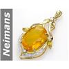 Image 1 : 12.65 ct Fire Opal & Yellow Sapphire & Diamond Pendant 14kt Gold