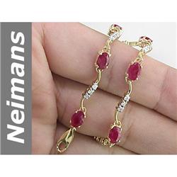 5.76 ct Ruby & Diamond Bracelet 14kt Gold