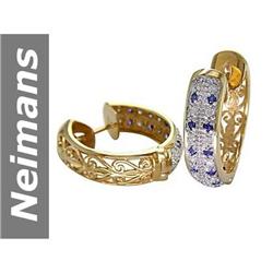 1.33 ct Sapphire & Diamond Earrings 14kt Gold