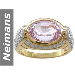 6.68 ct Pink Kunzite & Diamond Ring 14kt Gold