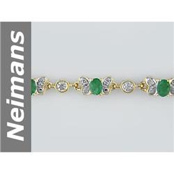 2.98 ct Emerald & Diamond Bracelet 14kt Gold