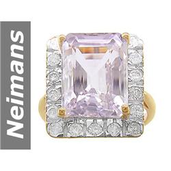 11.49 ct Pink Kunzite & Diamond Ring 14kt Gold