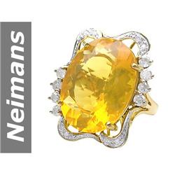 12.49 ct Fire Opal & Diamond Ring 14kt Gold