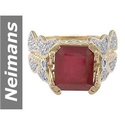 6.8 ct Ruby & Diamond Ring 14kt Gold