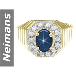 2.50 ct Star Sapphire & Diamond Ring 14kt Gold