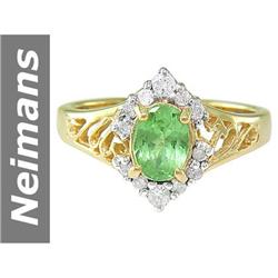 1.06 ct Tsavorite & Diamond Ring 14kt Gold
