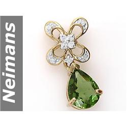 2.49 ct Green Apatite & Diamond Pendant 14kt Gold