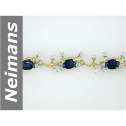 6.9 ct Sapphire & Diamond Bracelet 14kt Gold