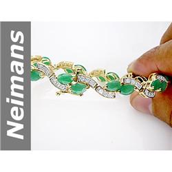 12.39 ct Emerald & Diamond Bracelet 14kt Gold