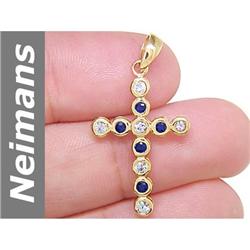 0.55 ct Blue, White Sapphire Pendant 14kt Gold