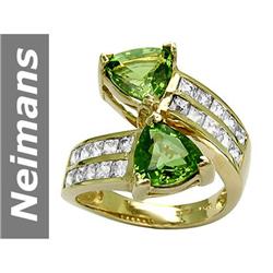 6.72 ct Green Apatite & White Sapphire Ring 14kt Gold