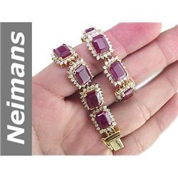 37.18 ct Ruby & Diamond Bracelet 14kt Gold