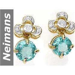 2.02 ct Apatite & Diamond Earrings 14kt Gold