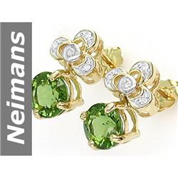 2.3 ct Green Apatite & Diamond Earrings 14kt Gold