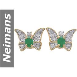 0.59 ct Emerald & Diamond Earrings 14kt Gold