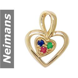 0.14 ct Emerald , Ruby & Sapphire Pendant 14kt Gold