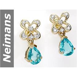 2.3 ct Apatite & Diamond Earrings 14kt Gold