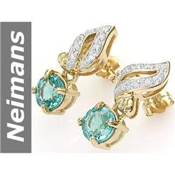 2.04 ct Apatite & Diamond Earrings 14kt Gold