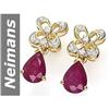 Image 1 : 3.1 ct Ruby & Diamond Earrings 14kt Gold