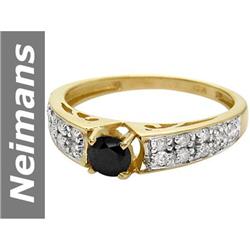 0.72 ct Black & White Diamond Ring 14kt Gold
