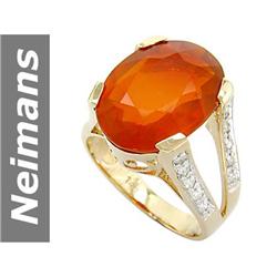 8.86 ct Fire Opal & Diamond Ring 14kt Gold
