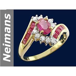 1.45 ct Ruby & Diamond Ring 14kt Gold
