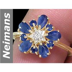1.91 ct Blue Sapphire & Diamond Ring 14kt Gold