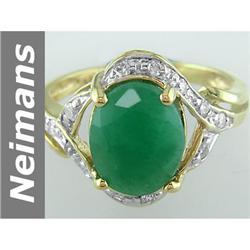 Art Deco 4.38 ct Emerald & Diamond Ring 14kt Gold NR