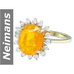 2.19 ct Fire Opal & Diamond Ring 14kt Gold