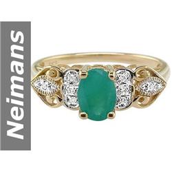 0.54 ct Emerald & Diamond Ring 14kt Gold