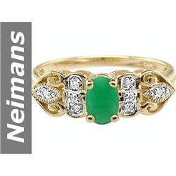 0.79 ct Emerald & Diamond Ring 14kt Gold