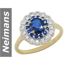 1.48 ct Blue Sapphire & Diamond Ring 14kt Gold