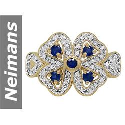 0.83 ct Blue Sapphire & Diamond Ring 14kt Gold