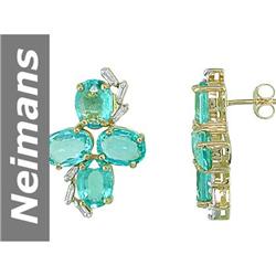 7.54 ct Apatite & Diamond Earrings 14kt Gold