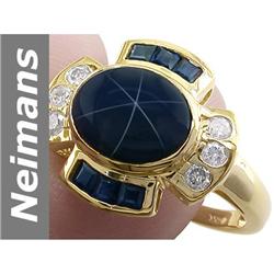 4.61 ct Sapphire & Star Sapphire & Diamond Ring 14kt Gold