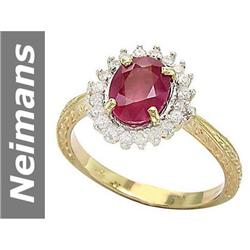 Glamerous 2.34 ct Ruby & Diamond Ring 14kt Gold $1 NR