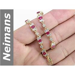 3.37 ct Ruby & Diamond Bracelet 14kt Gold