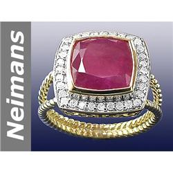7.12 ct Ruby & Diamond Ring 14kt Gold