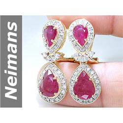 8.41 ct Ruby & Diamond Earrings 14kt Gold